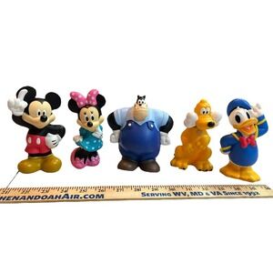 Set of 5 Mickey Mouse Minnie Donald Pluto Pete‎ Topolino Type Plastic Figures